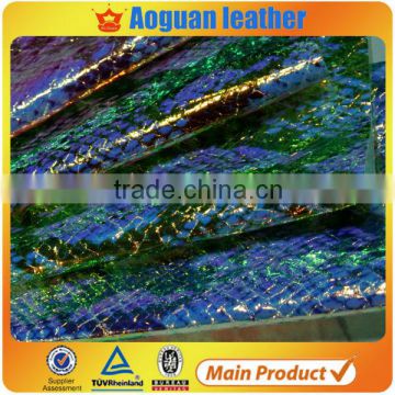 Alibaba online snake skin coated shining pu leather very good for shoes and bags