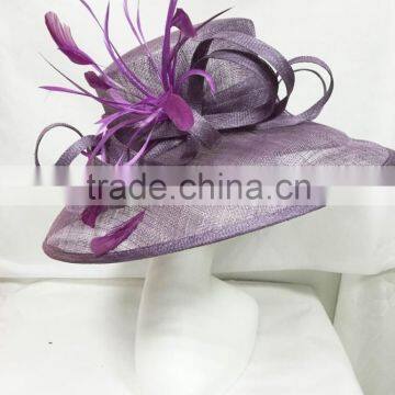 Purple lady hat/sinamay hat/church hat/racing hat/big brim hat