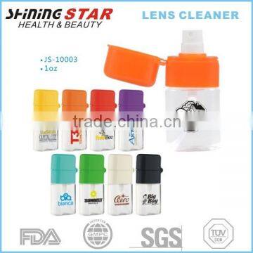 2015 plastic bottle LED lens cleaner spray 30ml with chain