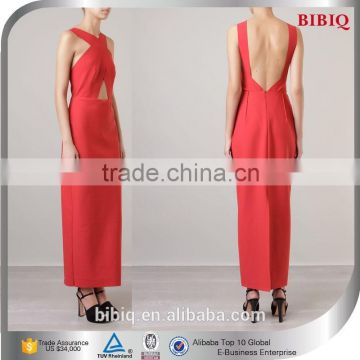 2015 Latest Women Wear Open Back Sexy Pink Long Cocktail Dress