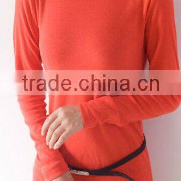 Europe high collar in stock long sleeve soft ladies shirt