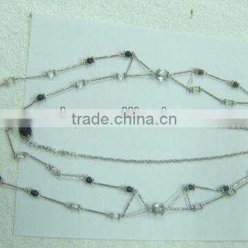 Fashion necklace crystal with black agate beads necklace jewelry