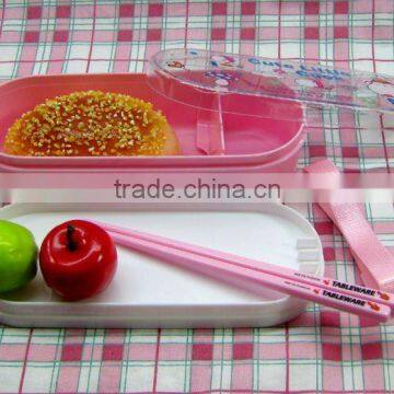 ~ Microwave safe plastic clear food picks bento lunch box with chopsticks