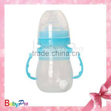 China alibaba supplier eco-friendly material cute form baby bottle silicone bottle handle new feeding bottle