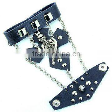 Rock & roll style leather cuff bracelets for boys