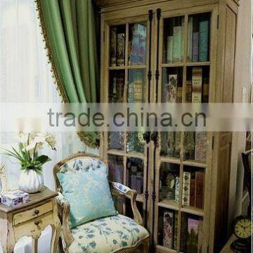 French /European style with Black flower or blue and white Fabric Solid OAK Carved Arm chair/Living chair (CH-923-OAK )