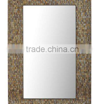 Amber square cheap MDF mosaic framed decorative wall mirror bathroom mirror