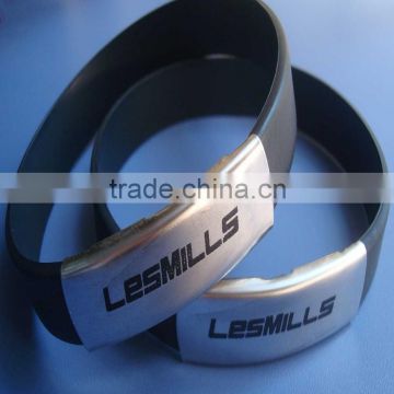 sports team black silicone bracelet wristband with mental