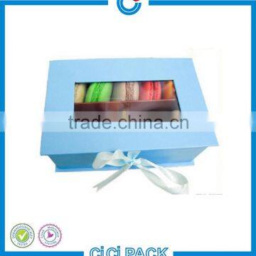 customized hot sale fashion Colorful paper macaron packaging box with pvc window made in Guangzhou