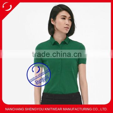 Wholesale spandex cotton plain blank women polo shirt