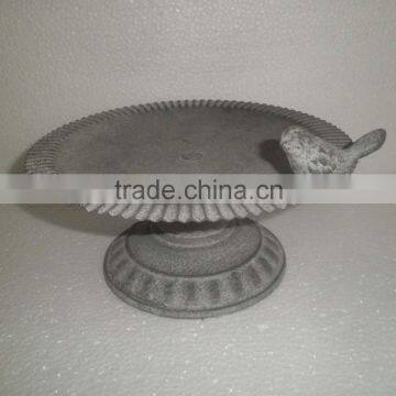 Vintage decorative footed pedestal metal bowl tray