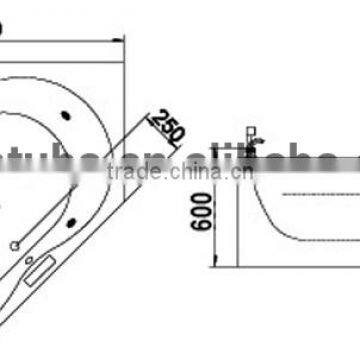 CUPC Certified Diamond Shape Bathtub, Bathtub Led, Whirlpool Bathtub With Led Lights