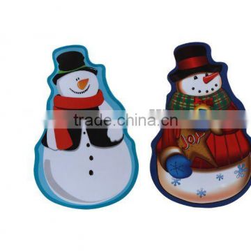 Lovely design plastic decorative snowman plate for children