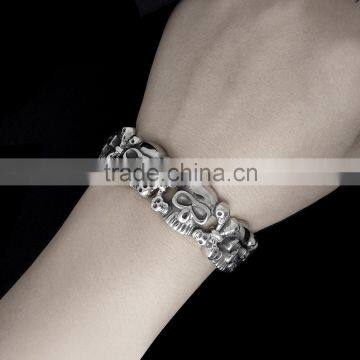 Men Punk Jewelry 316L Stainless Steel Skull Bracelet Wholesale photo-3
