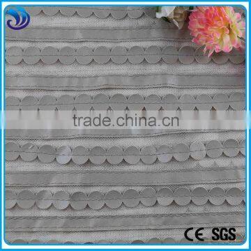 hot sale laser pu leather laser quilting embroidery on mesh fabric for fashion