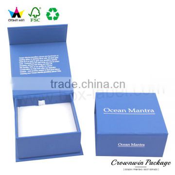 Luxury Blue Shinny Paperboard for Ring Jewelry Box