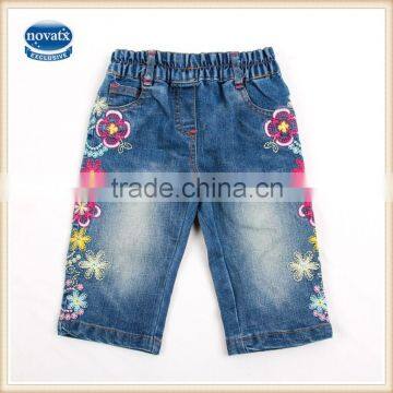 2-6Y (G1515) Cowboy nova kids wear new design embroidered ready stock child girls jeans long pants