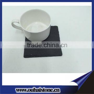 Home accessories square shape black stone slate cup mat