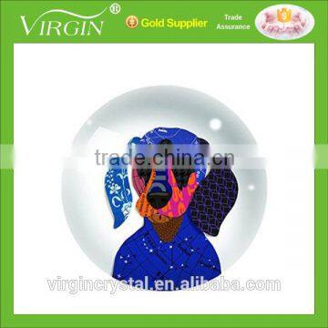 Novelty crystal dome paper weight with dog image for promotional gift items