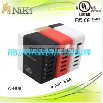 AC Home Hub Charger Adapter for Cellphone-5V8.8Amp(Black/Red/White)