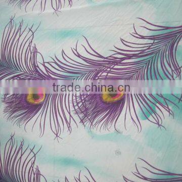 Big peacock feathers print fabric for ladies dress