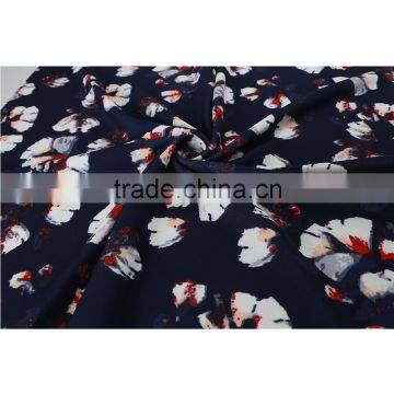 White flower on dark blue favourable knit fabric price custom print dress ottoman fabric