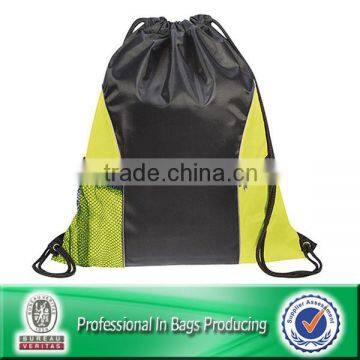 Lead-free 100% Recycled 210D polyester cinch bag with mesh pockets