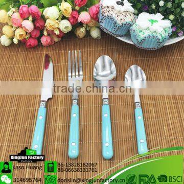 Cheap Bule Handle Spoon Fork