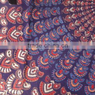 Indian hand made mandala screen printed fabric colorful designer fabric