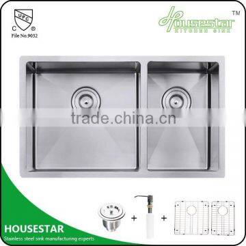 HOUSESTAR stainless steel freestanding kitchen sink outdoor sink two bowl with soap dispenser sink