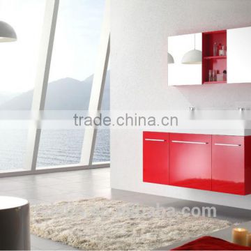 European style fashion modern bathroom furniture design big size 2-basin vanitiy red LN291