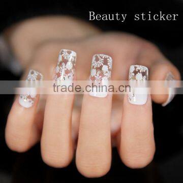 16Tips White And Black Nail Art Lace Sticker photo-5