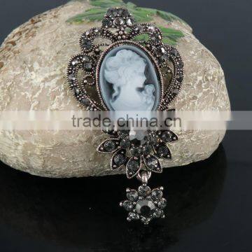 Popular christmas cabochon setting brooch crown rhinestone brooch