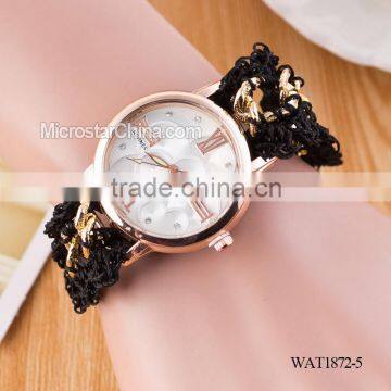 New Classic Geneva Ethnic Braided Analog Quartz Chain Roman Numerals Lady Watch photo-5