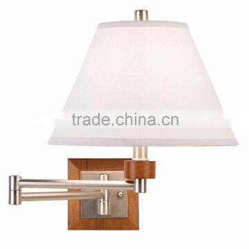 1031-2 contemporary room accent Brushed Steel and Wood Plug-In Swing Arm Wall Lamp a perfectly modern look