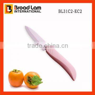 Pink Color Zirconia Blade Fruit knife and Plastic handle in TPR coating