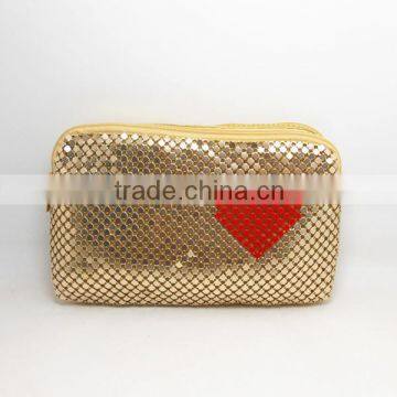 Smart gold double top zipper coin purse, promotional bag