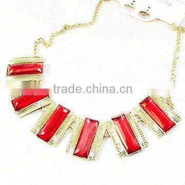 Hotest ruby alloy fashion jewelry long gold necklace