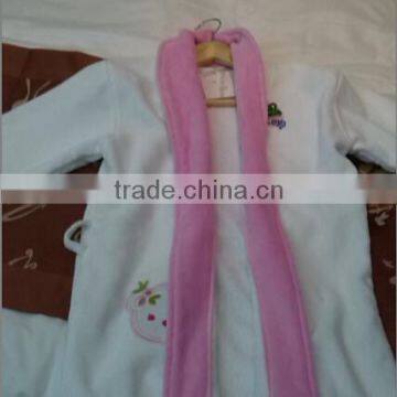 100%Cotton Children Velour Bathrobe Animal Embroidery Cute Kids Home Robe