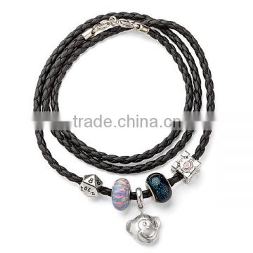 hot sale multi-strand leather charm bracelet