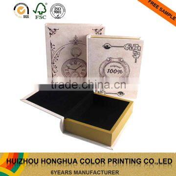 Decorative luxury cardboard storage paper box book shape leather box