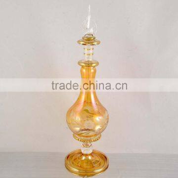 Egyptian Glass Perfume Bottle with 14 k Gold