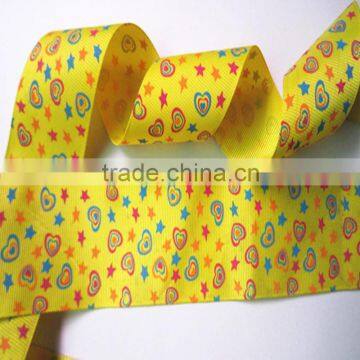 Custom satin christmas printed beautiful stars and love heart grosgrain ribbon