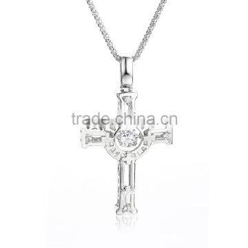 925 Sterling Silver Dancing Stone Gemstone Cross Pendant Jewelry SPG893W photo-6