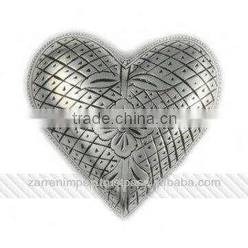 Silver Antique Engraved 3" Brass Heart Urn