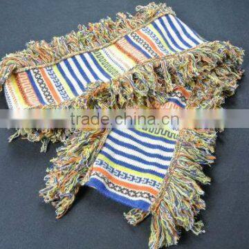 New ladies wool jacquard side fringe knit scarf