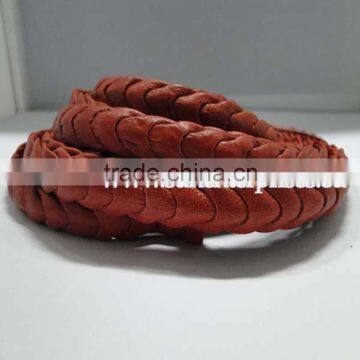 Real Nappa Leather Cords -Nappa leather punch style - Red - 14mm