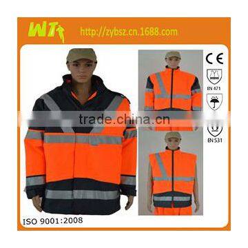 hot sale 100% polyester working reflective safety hi visibility winter men jacket parka