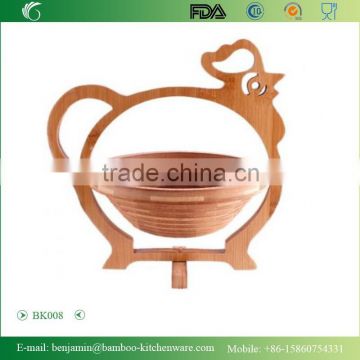 BK008/Hot Sale Exquisite Folding Rooster Shape Bamboo Basket For Decoration