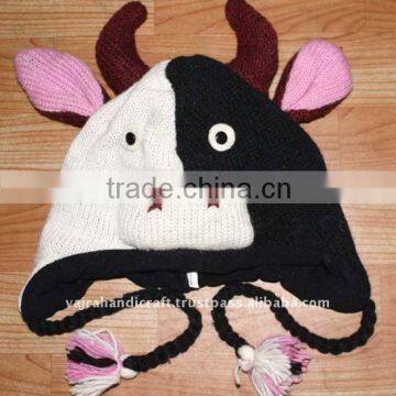 Nepal Woolen Dairy Cattle Pattern Adult Knitted Cute Animal Hats